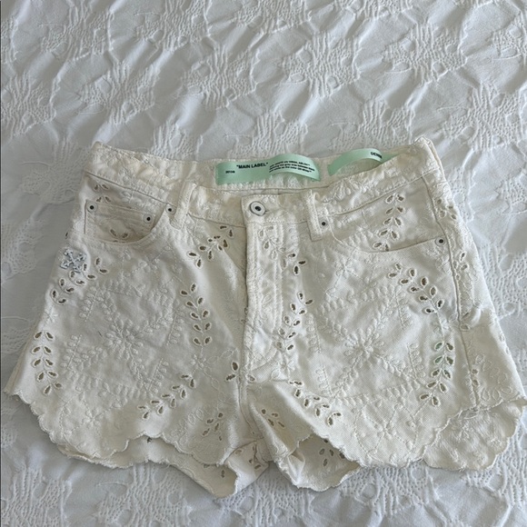 Off-White Pants - OFF White White Eyelet Lace Women Shorts